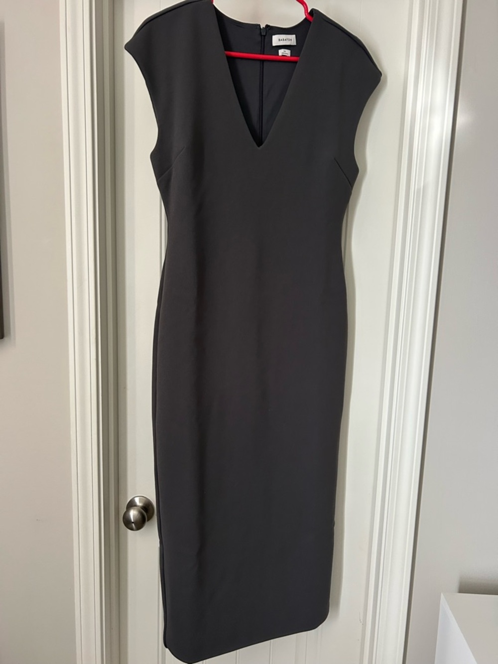 Babaton Charcoal Gray Midi Sheath Dress